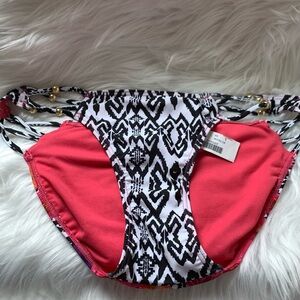 Red and Black Patterned Bikini Bottom
